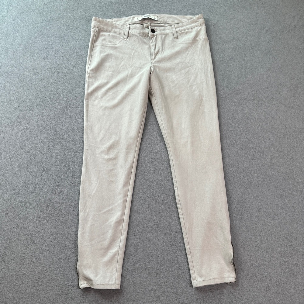 Abercrombie & Fitch Faux Suede Skinny Ankle Zip Pants Beige Women Size 8 W29